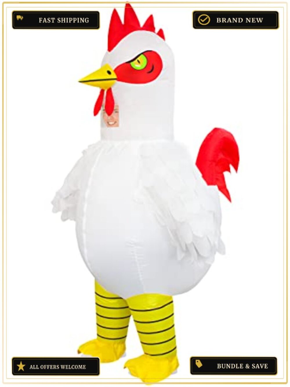 Inflatable Chicken Costume Adult Blow Up Rooster Halloween Cosplay